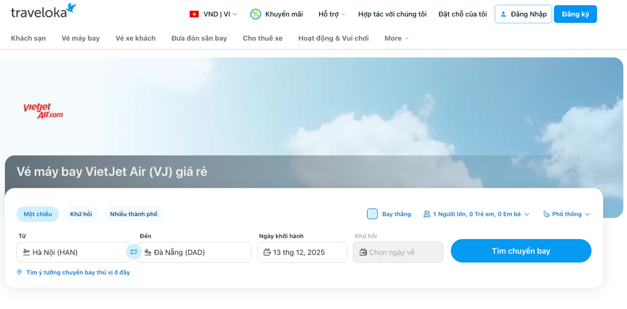 Đặt vé máy bay Vietjet